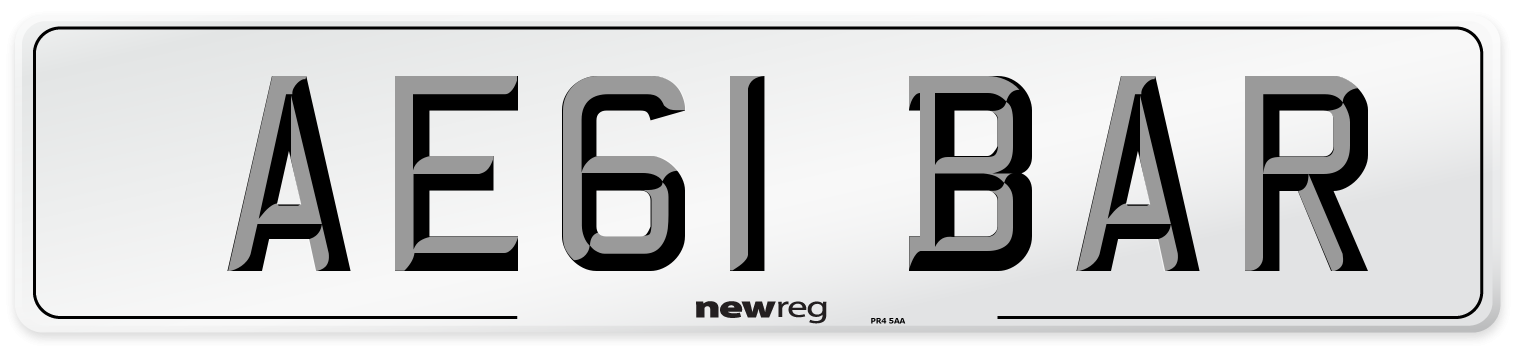 AE61 BAR Number Plate from New Reg
